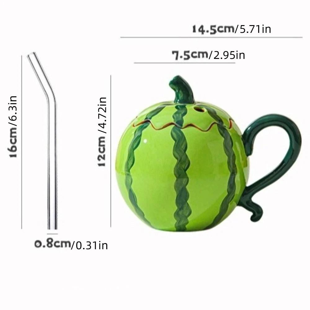 Heat Resistant Ceramic Watermelon Cup 500ml Capacity Coffee Mugs Cute Drinking Cup Cafe