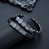 Pulseiras Elásticas Quadradas de Hematita Preta e Pedras Biliares Pretas da Moda Para Homens Mulheres