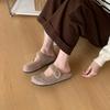 Korean version of one word with bag head round head half drag women 2025 autumn new wear thick bottom casual Birkencool slippers women