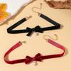 Belle Girl Style Sweet Accessory, Burgundy Necklace, Black Velvet with Collar, Choker Collarbone Chain, Necklace