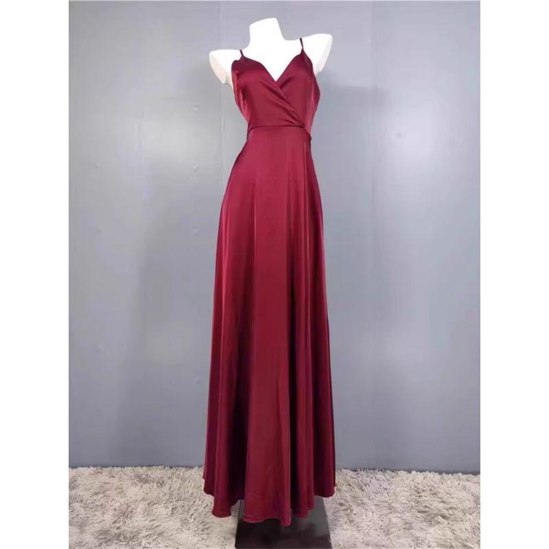 Export Single Lu Home Summer New Suspender Texture Smooth Fabric Adult Lady like Woman Elegant Elegance Split Dress Female