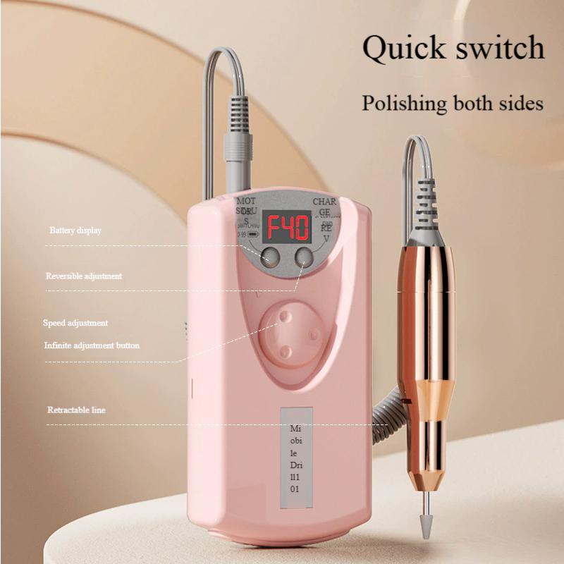 Rechargeable Nail Drill Machine, Portable Electric Nail File for Manicure & Polish Removal, Home Salon Kit