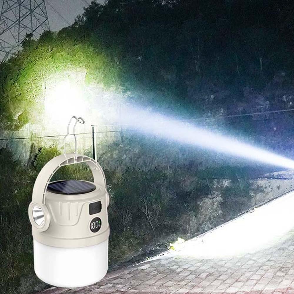 Portable Beige Tent Lamp Dimmable Hanging Lights Mini Solar Camping Light  Wilderness