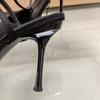 fashion Sexy Ankle Strap Women's Shoes 2024 Summer Luxury Designer Shallow High Heels Stilettos Black Comfort Square Toe Ladies Sandals