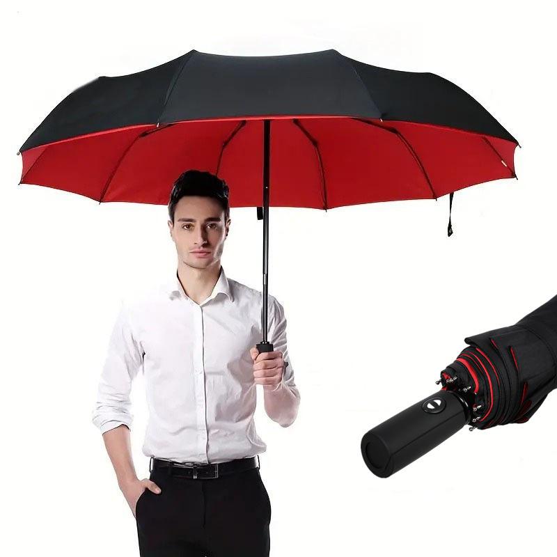 Paraguas Plegable Totalmente Automático Resistente al Viento y la Lluvia de Doble Capa para Hombres Mujeres Paraguas Grande de Lujo para Negocios Paraguas