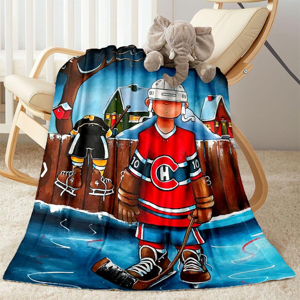 Hockey Blanket Soft & Cozy Great for Office Sofa Chair for All Seasons Playful Design Gift for Travel Home Birthdays