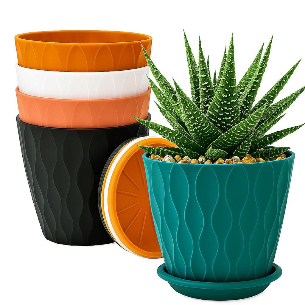6.3 Inch Flower Pots for Home Decoration, Indoor Plant Pots, Gardening Pots for Plants, Plastic Flower Pots for Garden Plants (5 Colors)