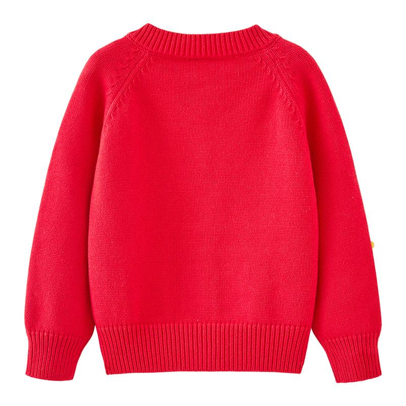 Primavera e Outono Gola Redonda Crochê à Mão Bola Colorida Casaco Cardigan Infantil Algodão Puro Meninas Cardigan Tricotado