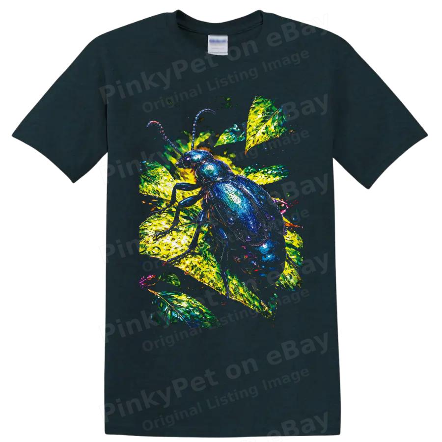 Beetle Insect T Shirt Colorful Rainforest Leaves Nature Lover Graphic Art Tee