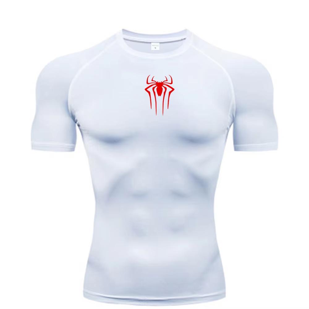 New Compression Shirt Men Fitness Gym  Sport Running spider print T-Shirt Quick Dry Short Sleeve T-Shirt For Men