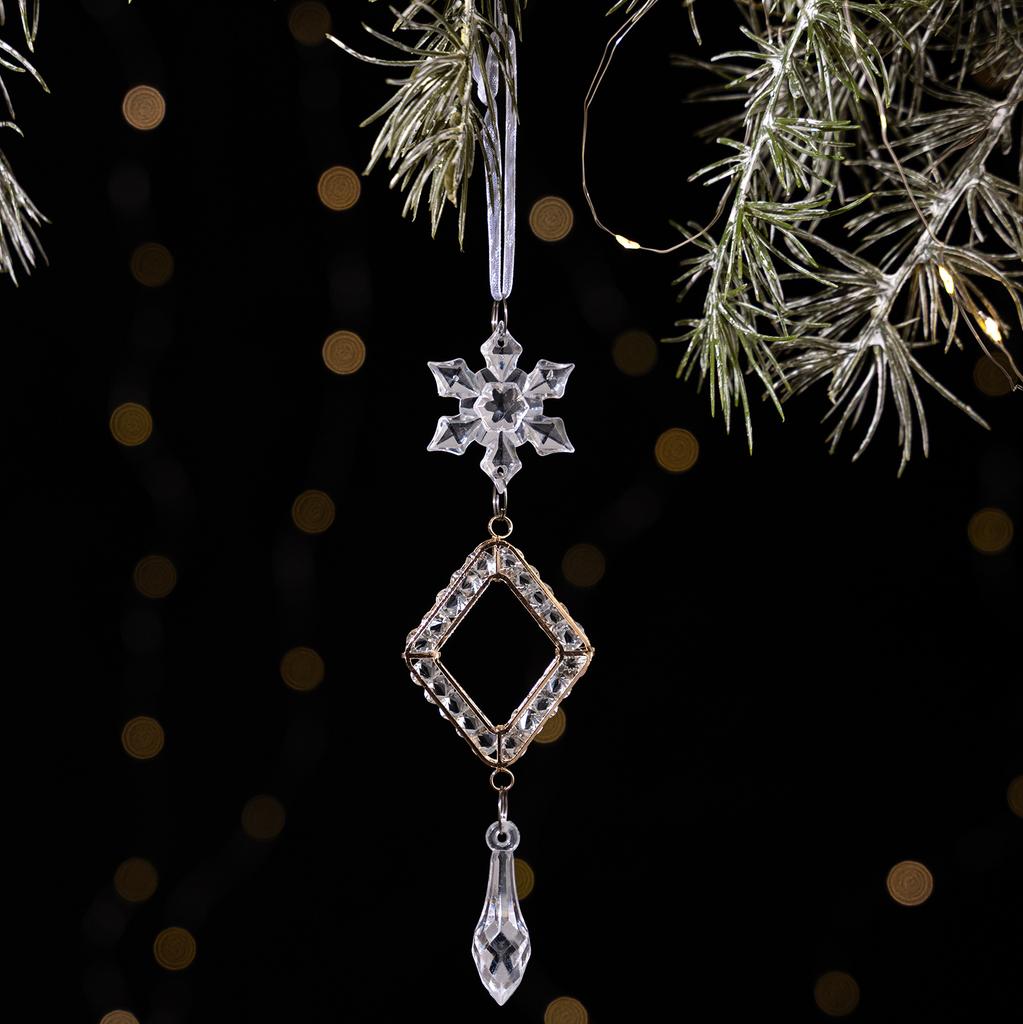 Ice Stick Ornament Modern Acrylic Christmas Ornament Snowflake Hanging Pendant Clear Water Droplet Ornament For Gift Tag Party