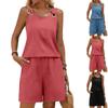 Women's Casual Sleeveless Tank Top And Shorts Set With Pockets