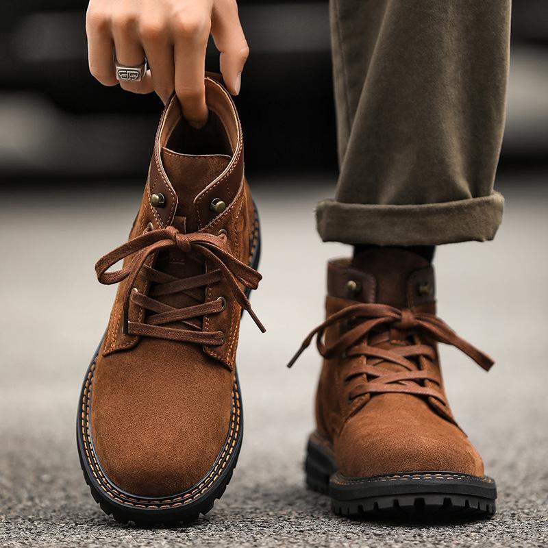 Men's shoes 2026 spring and autumn new workwear boots men's retro high top casual versatile outdoor desert boots