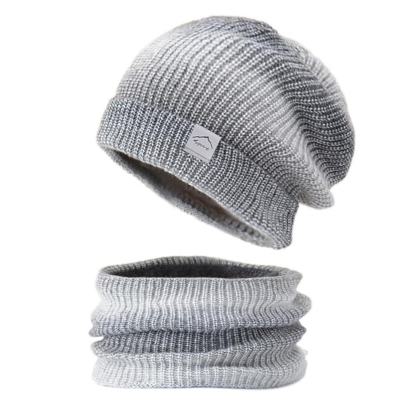 Knit Hat Set For Winter With Gradient Color Acrylic Fiber Material And Ear Protection For Casual Wear