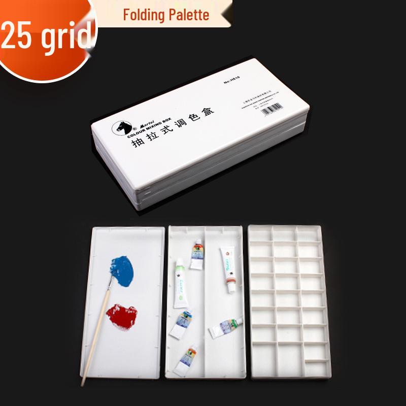 Mali Multifunctional Paint Palette Box: 50-grid Main, 35-grid Pull-out, 25-grid Folding Lid for Watercolor and Gouache