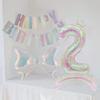 2 digital colorful transparent bow balloons for graduation, wedding, baby shower, anniversary, and birthday party decoration