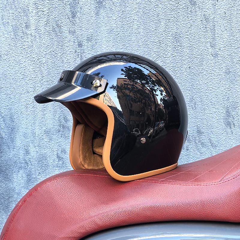 Retro Halb-Open Motorradhelm Cross-Country Motorradzubehör Motorradhelm 3/4 Retro-Helm im Winter