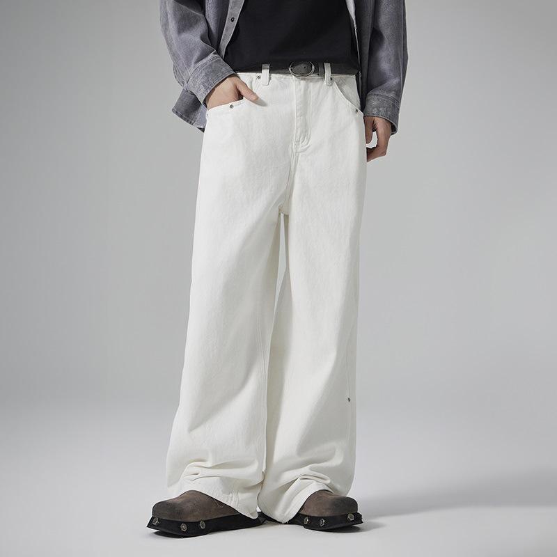 New American Retro Solid Color Jeans Loose Straight Wide-leg Pants Men's Casual