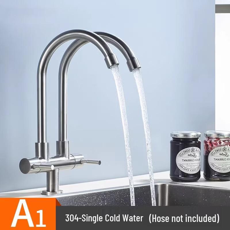 TLXT Stainless Steel Single Cold Dual Outlet Kitchen Faucet