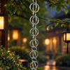 Gutter Outlet Rain Chain in Aluminum Alloy, Open Rings Structure Directs Roof Runoff Down a Continuous Vertical Hanging Chain