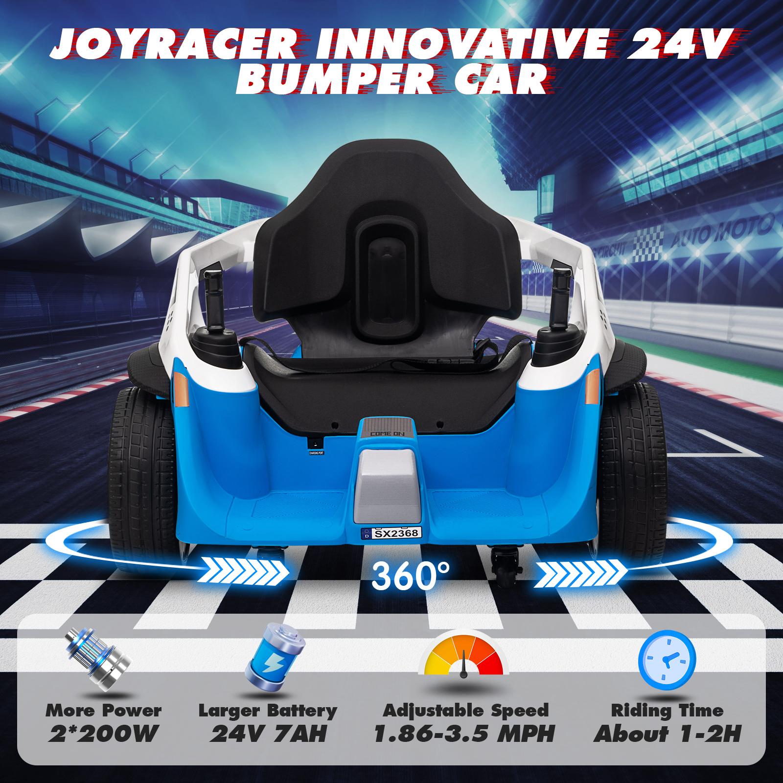 

24V Bumper Cars for Big Kids, 2*100W Electric Ride on Toys with Remote, 360° Spin, EVA Wheels синій