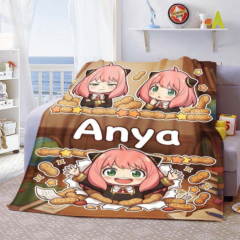 Anya Spy x Family Soft Warm Flannel Blanket Throw Cozy Lightweight Blanket for Bed Sofa Home Decor -QJY