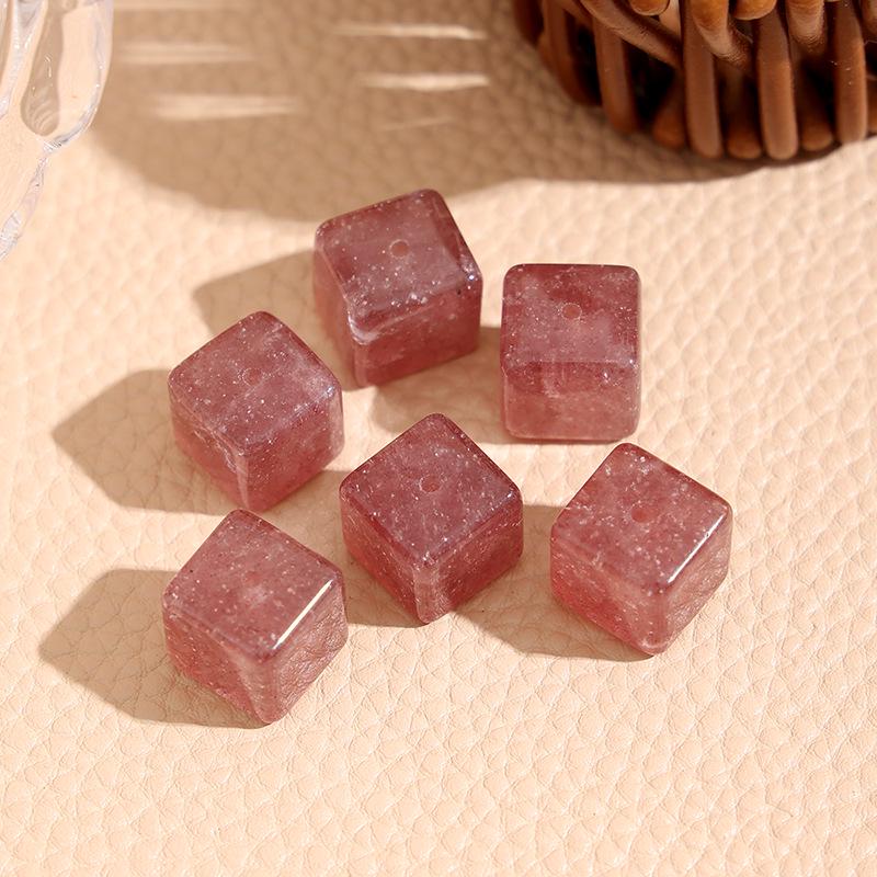 Golden Brown & Soft Pink Translucent Sugar Cube Bead Bracelet Accessories - DIY, Many Colors Available