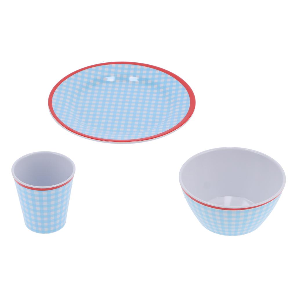 12 Stück/Set Haushaltsgeschirr Hellblaues Gitter Tasse Schüssel Teller für Zuhause Küche Restaurant