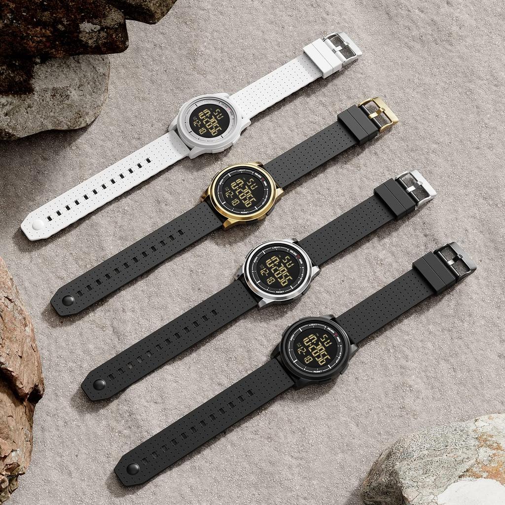 GOLDEN HOUR Minimalist Metal Sports Waterproof Digital Wide Viewing Angle Rubber Unisex Watch Men's Watch, Ultra-Thin Design, Case, Watch, Display,