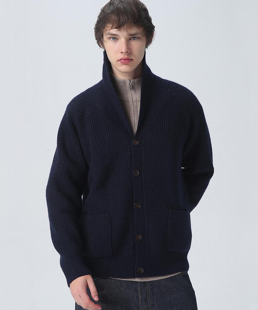 Bluemerle Pbt Wool Shawl Cardigan Knit - Navy