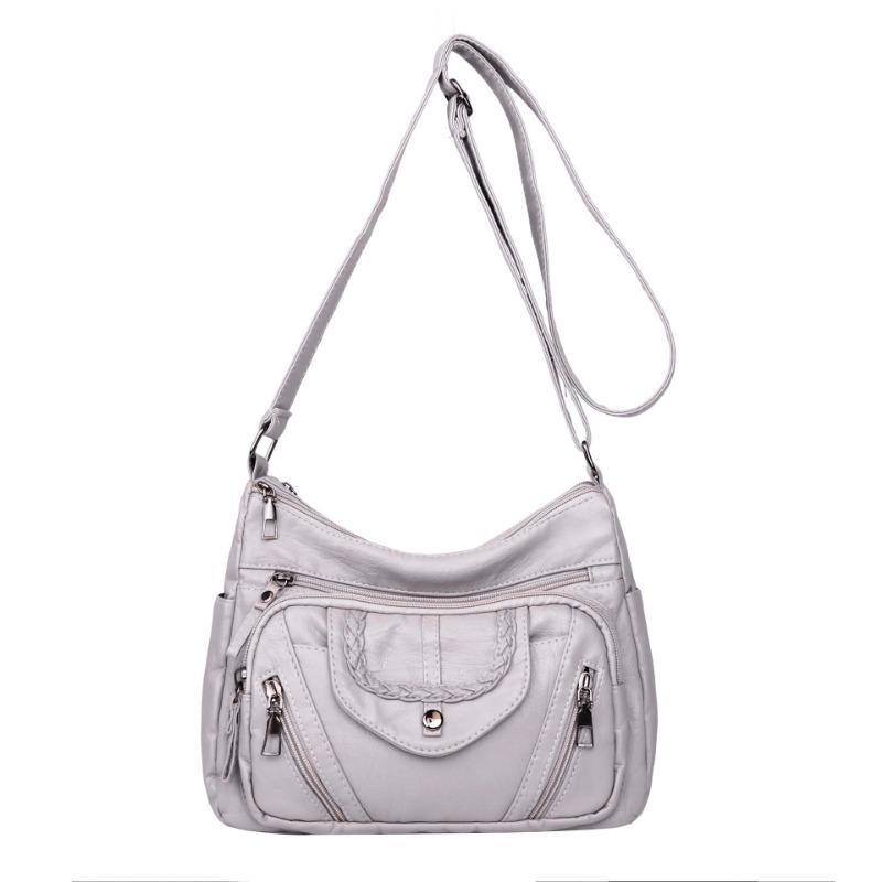 Women's Bag New Middle-aged and Old Mother Bag Simple Casual Washed Soft Leather Large Capacity Shoulder Messenger Bag