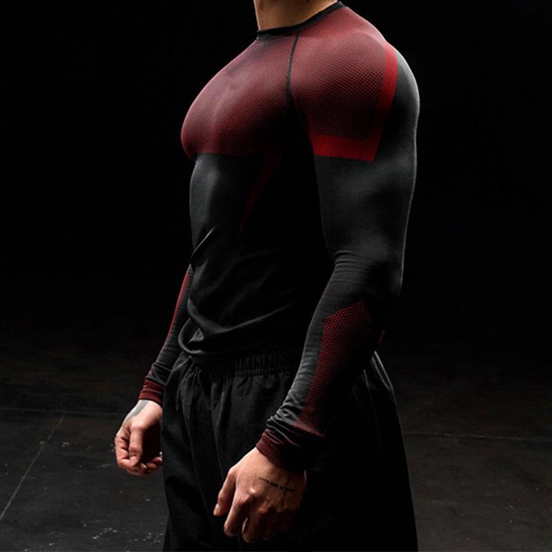 American Style Men's Quick Dry Color Block Long Sleeve Running Base Layer