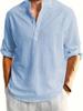 Men's Linen Long Sleeve T-shirt Loose Undershirt Solid Color Long Sleeve Cotton Linen Shirt Men