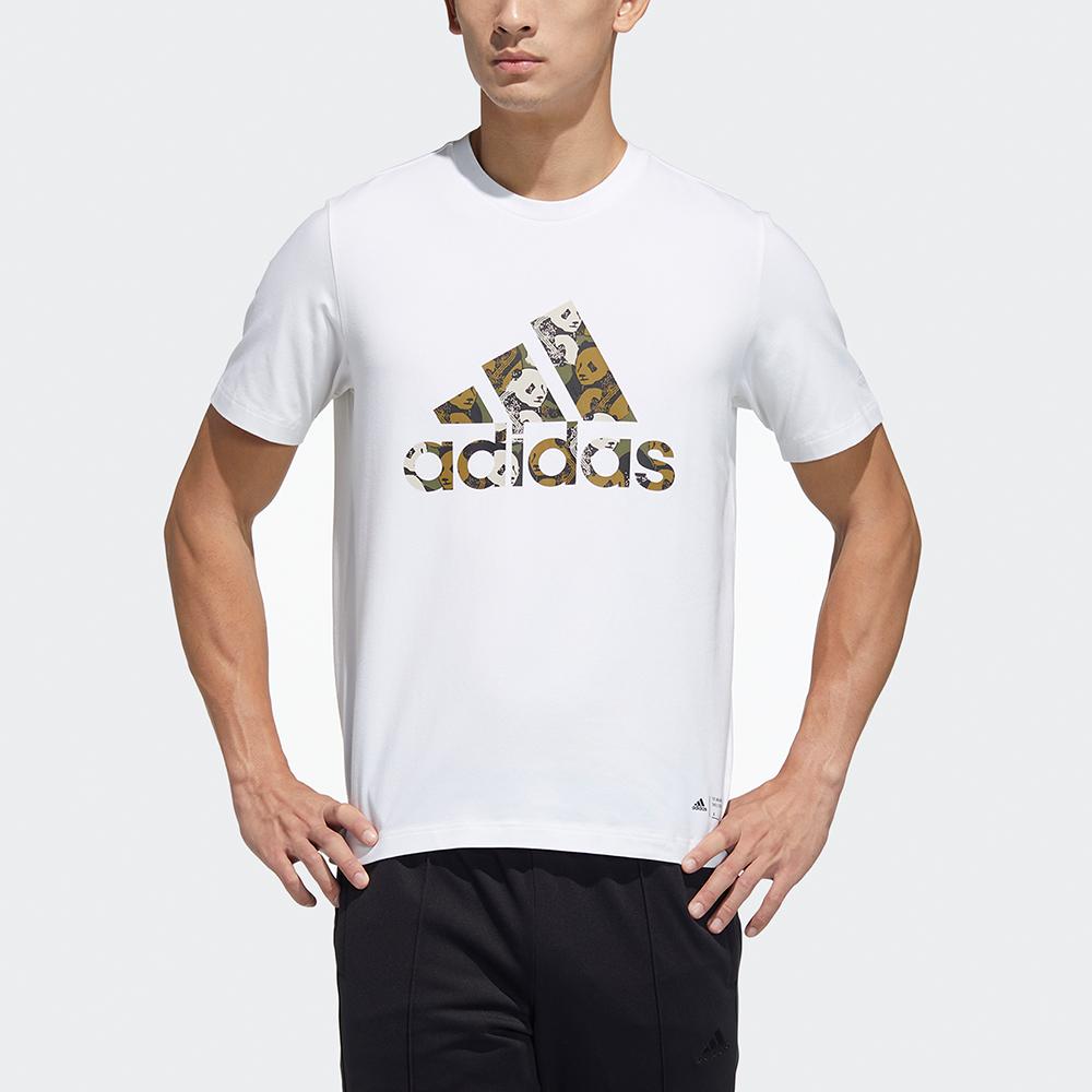 Adidas Panda Print Crew Neck Sports Tee Unisex Tops White GP1849