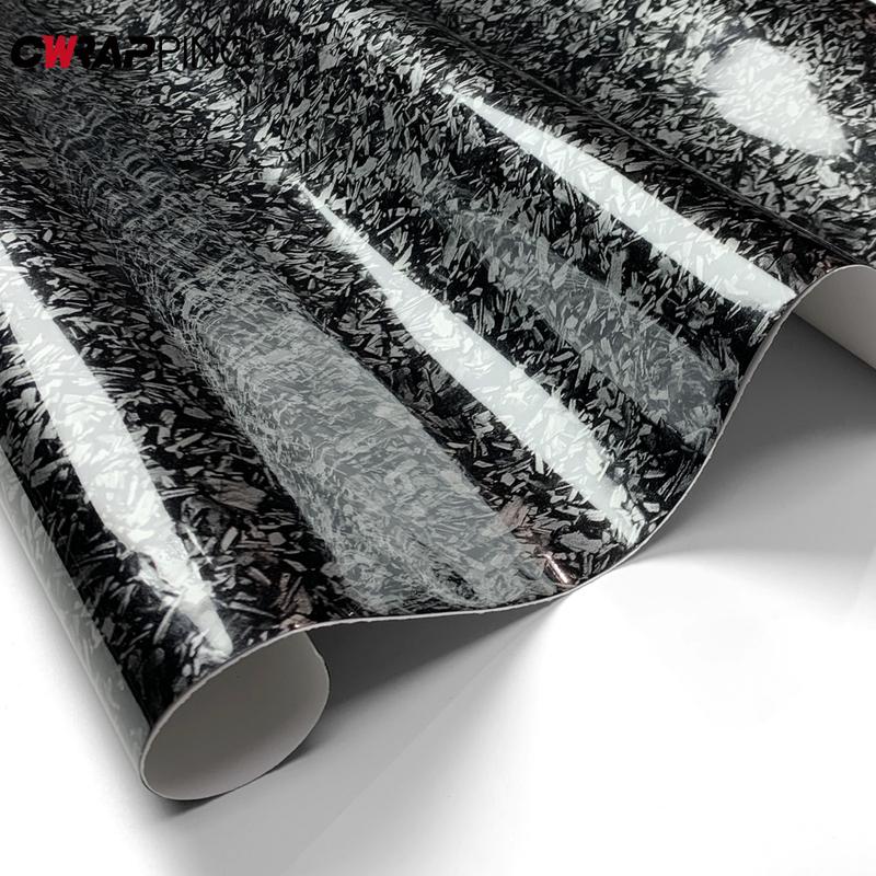 PET Forged Carbon Fiber Carbon Vinyl Wrap Film Self Adhesive Vinyl Wrapping For Motorcycle Automobile Glossy Black Car Stickers