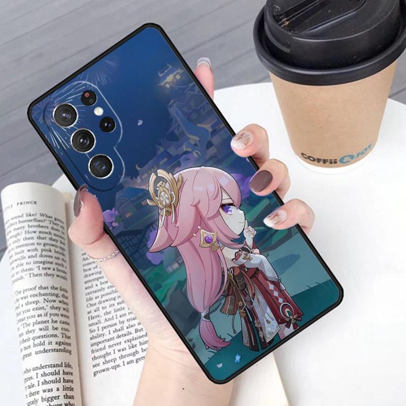 Genshin Yae Miko Phone Case Cover For Samsung Galaxy S24 S25 Ultra S21 S22 Ultra S10E Note 10 Plus Note 20 FE S23