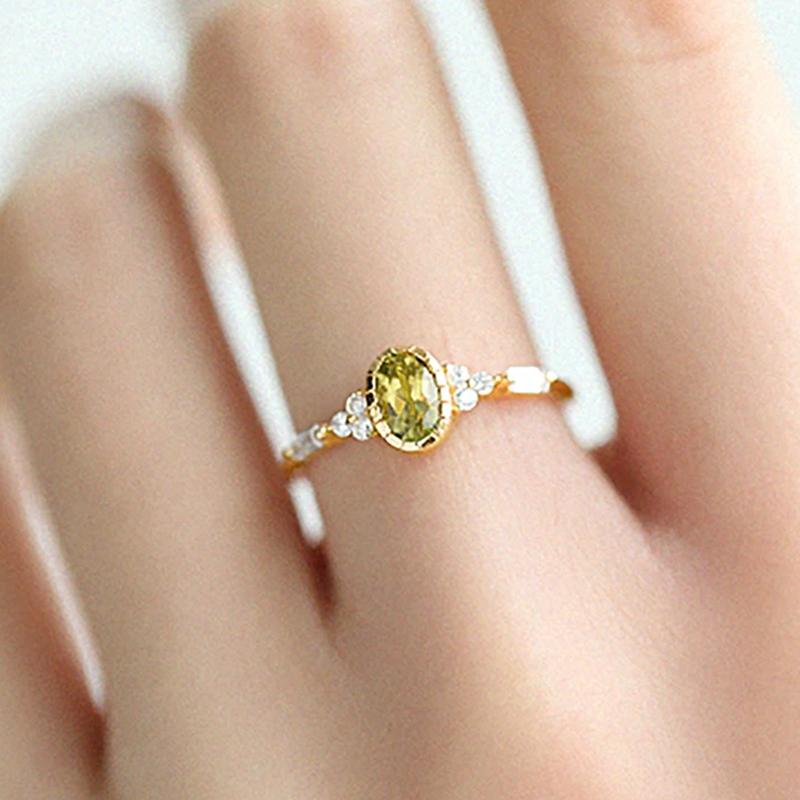 

Huitan Exquisite Oval Yellow CZ Women Rings Newly Trendy Dainty Finger Accessories Unique Attractive Charm Romantic Jewelry Gift 10
