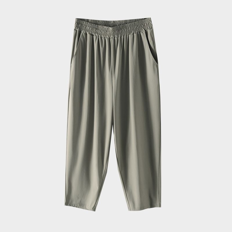 

Plus Size Women s Clothing [Ice Silk Cool Pants] Plus Size Ladies Summer High Waist Slim Looking All-Matching Straight Cropped Casual Pants Black (seven points)- 7xl