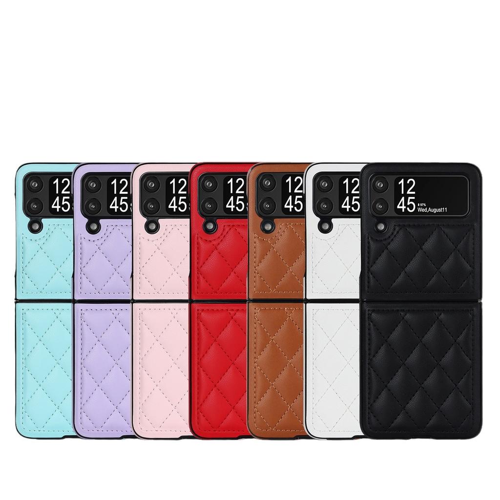 Suitable for Samsung Z Fold6 mobile phone case Z Flip5 small fragrant wind rhombus protective case 4th generation plaid leather case