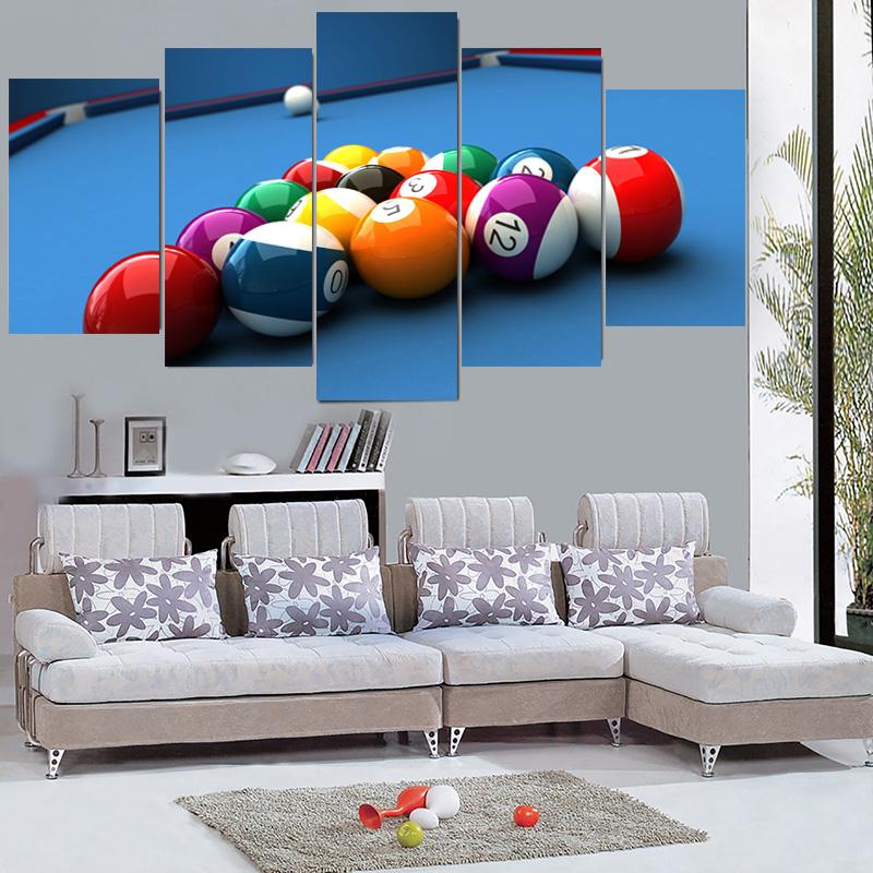 5 Panels Nordic Billiards Modern Canvas Painting Posters for Billiards Hall And Prints Wall Art Pictures Home Decor No Frame