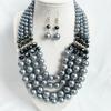 Multi-layer Handmade Imitation Pearl Crystal Beaded Necklace Earring Jewelry Set for Women Party Accessories
