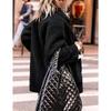 Lamb Wool Coat for Women Long Sleeves Turndown Collar  Medium Length Cotton Jacket Solid Color Warm Comfortable Autumn and Winter