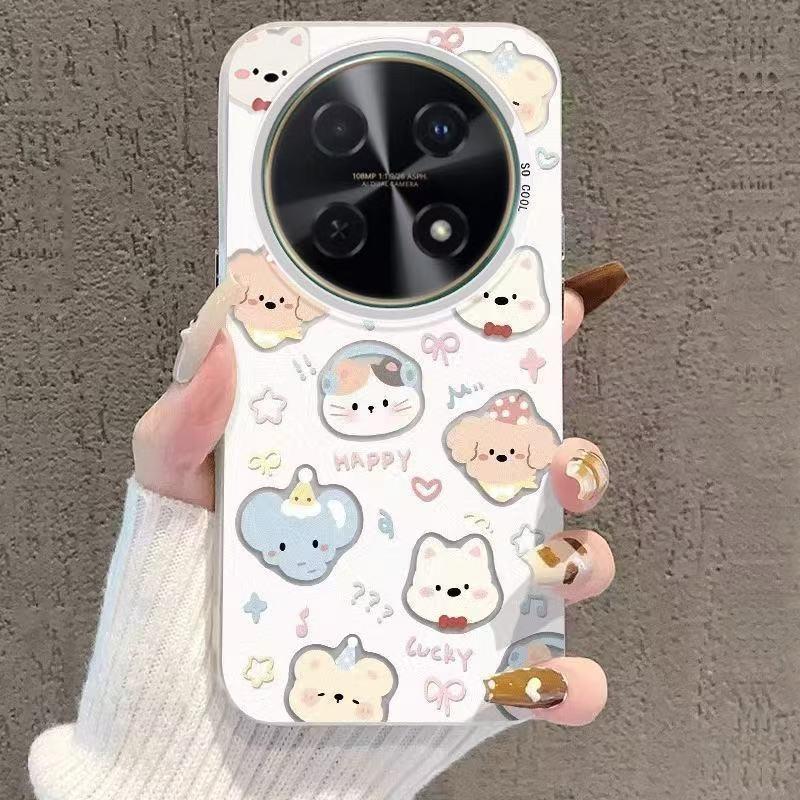 Super Cute Animal Avatar Is Suitable for Huawei mate60Pro Mobile Phone Case P70 Honor 100Pro Color Silver Nova12.
