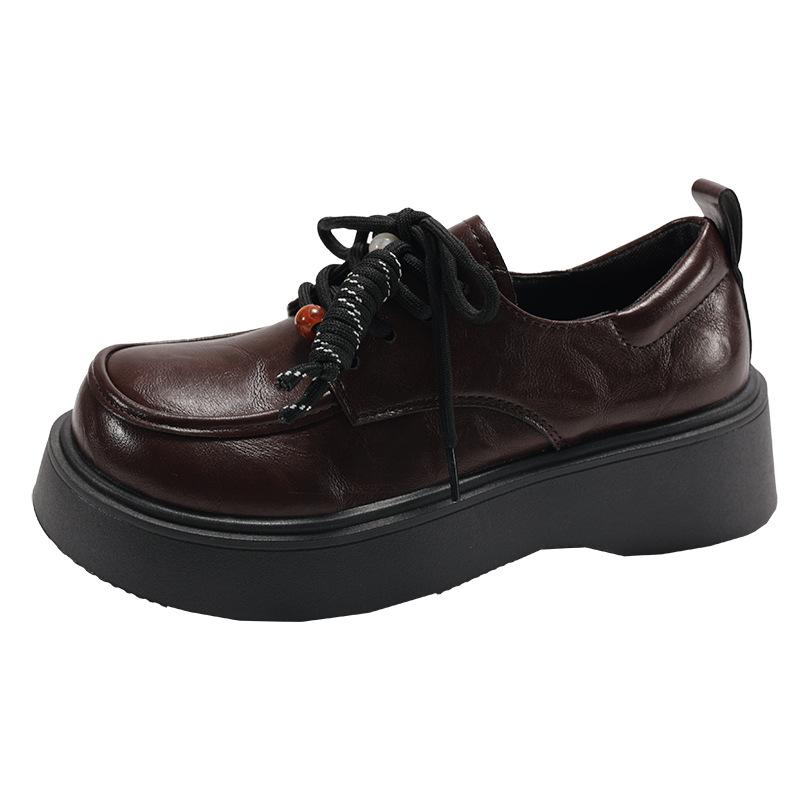 White British style versatile thick-soled jk small leather shoes for women's 2025 new autumn heightening soft-soled retro loafers