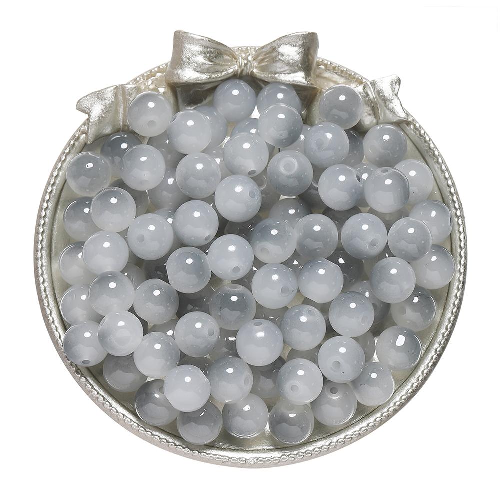 50pcs 8/10mm Double Color Jelly Result Round Glass Beads Loose Spacer Beads Pattern for Jewelry Making DIY Bracelet Necklace