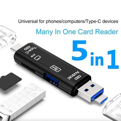 5-in-1-Multifunktions-USB 3.0 Typ C/USB/Micro-USB/TF-Speicherkartenleser, OTG-Kartenleser-Adapter