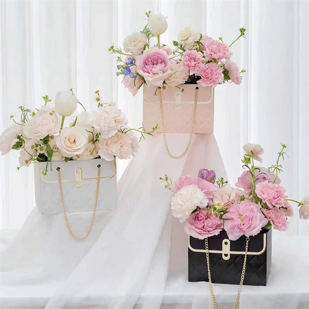 4PCS Portable Flower Box Rose Packaging Wrapping Gift Bag Shop Wedding Valentine's Day Birthday Party Paper Bag Box