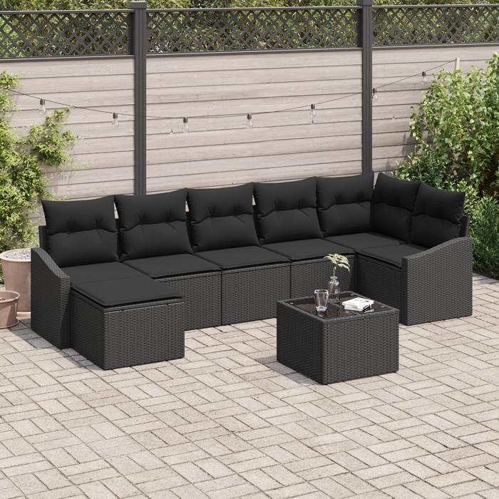 VidaXL Ensemble de canapé de jardin 8 pièces avec coussins beige en poly rattan 3346823