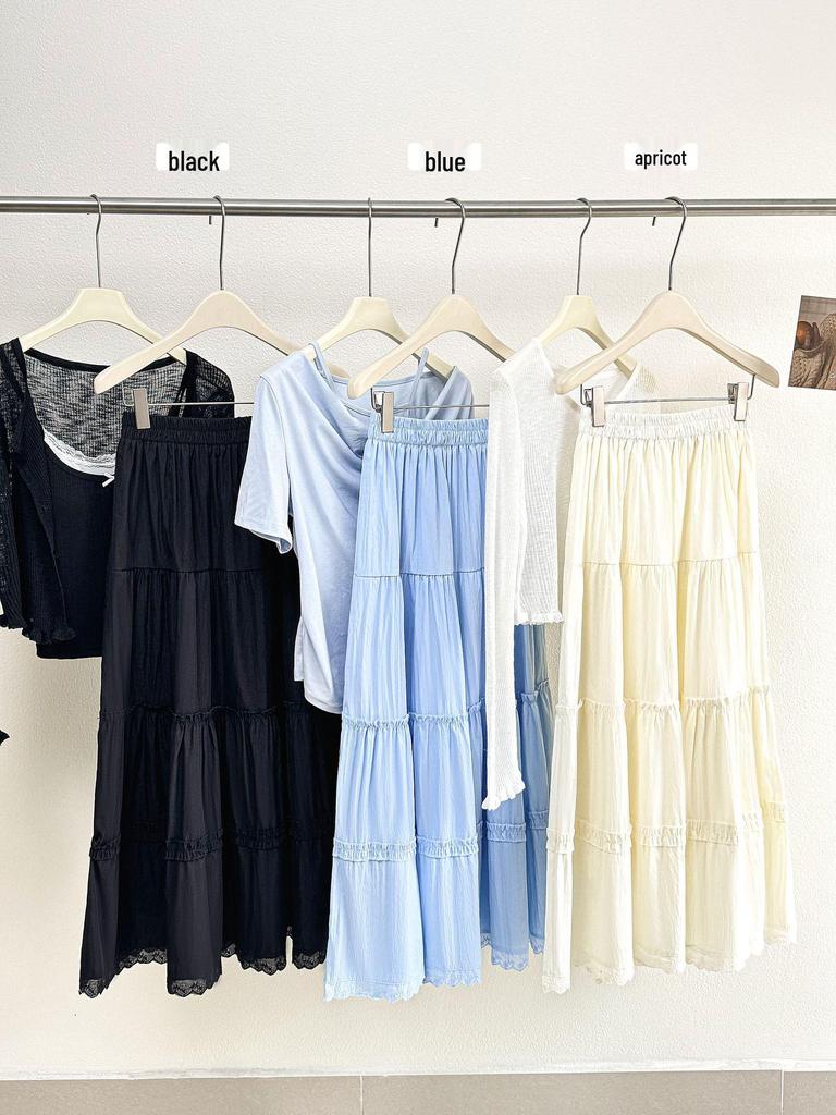 2026 Spring/Summer Ruffled Lace Patchwork Fairy A-Line Beach Dress