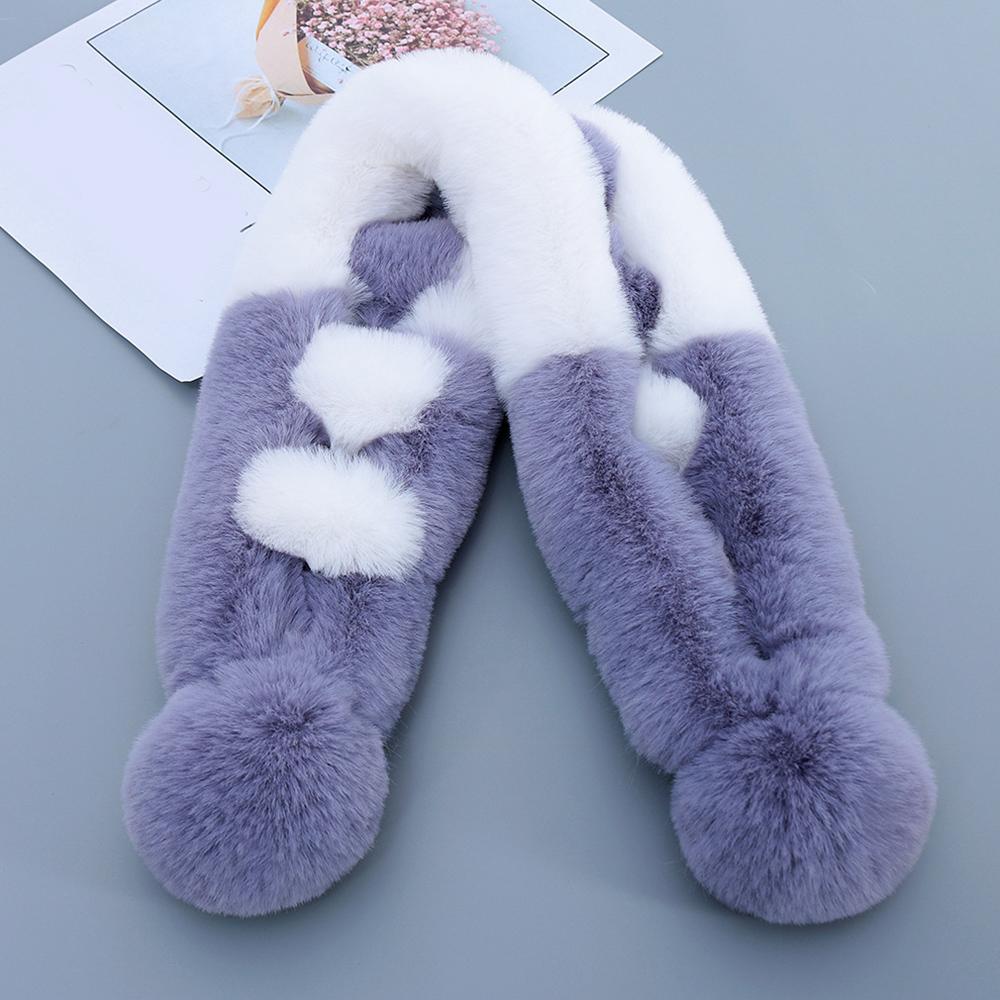 Pearl Faux Rabbit Fur Scarf Women Cute Neck Warmer Winter Warm Soft Furry Scarves Outdoor Windproof Cross Scarf Collar New
